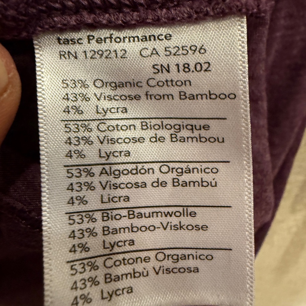 Tasc Performance Women’s Plum Organic Cotton Bamboo Long Sleeve T sz XL - Picture 6 of 9